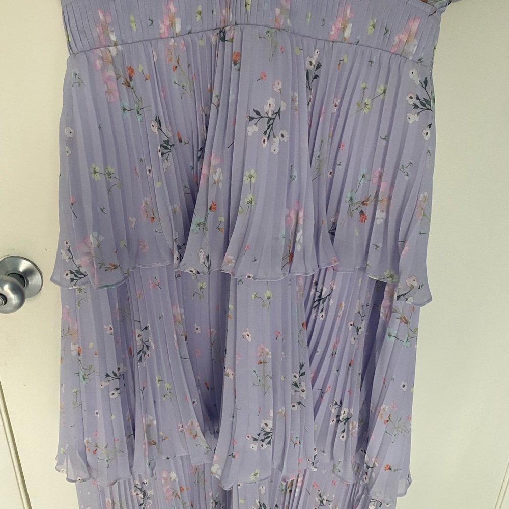 NWT Self-Portrait Lilac Floral Tiered Dress Size UK 14/US 10 - Picture 9 of 12